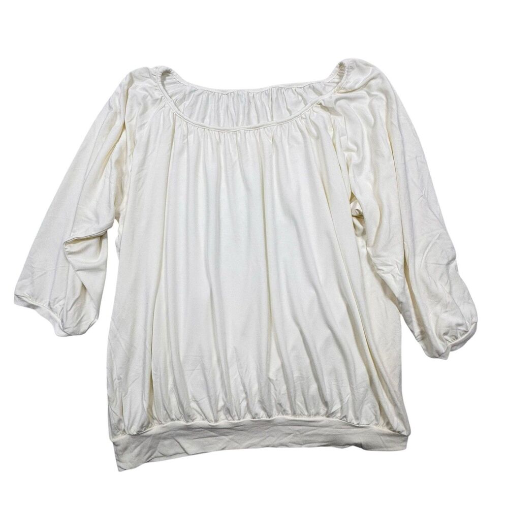 Body Peace Byron Bay Australia Women’s Bamboo Mid Sleeve White Blouson Top L
